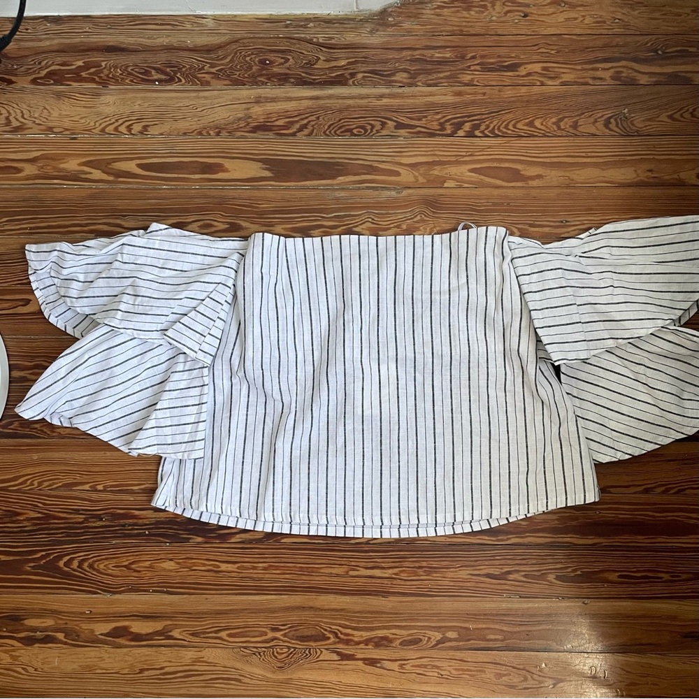 NWT Faithfull the Brand Off the Shoulder Black and White Striped Top